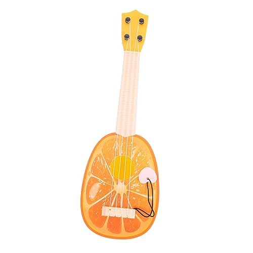 Abaodam Simulation Ukulele Mini aus Kunststoff Realistisches Anfänger Gitarrenmodell Tragbar für Strandpartys und Musikalische Früherziehung Fröhliches Orangen Design von Abaodam