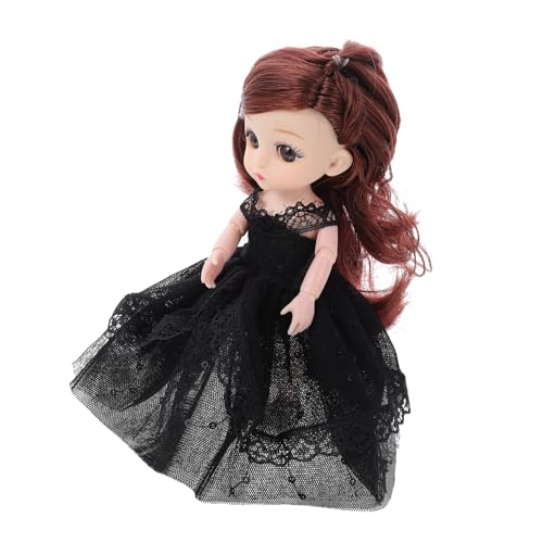 Abaodam Simulationspuppe Emulationspuppe Verkleidet Puppe Süße Puppe Kleine Puppe Puppenspielzeug Puppe Mit Kleid -minipuppe Mini-Puppen- Exquisite Puppe Black Kunststoff von Abaodam