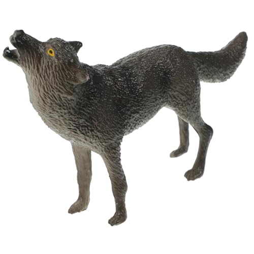 Abaodam Simulierte Wolf Figur aus Kunststoff Realistisches Wildtier Modell Detailgetreue Grasland Wolf Skulptur Dekoratives Tierspielzeug für Sammler von Abaodam