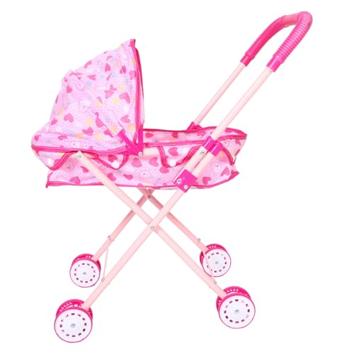 Abaodam Simulierter Babywagen Spielzeugauto -Kinderwagen Für Puppen Kinderwagen-spielset Möbel Für Puppenwagen Puppenszenendekor Puppensachen Babypuppenwagen Rosa Oxford-Stoff von Abaodam
