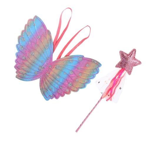 Abaodam Stilvoller Feenstab und Schmetterlingsflügel für Performance-Kostüme für Halloween, Weihnachten, Bühnenshows und Partys, bezauberndes Kostüm, Rosa, 2 Stück Abaodam Stilvoller Feenstab und Schmetterlingsflügel für Performance-Kostüme für Halloween, Weihnachten, Bühnenshows und Partys, bezauberndes Kostüm, Rosa, 2 Stück von Abaodam