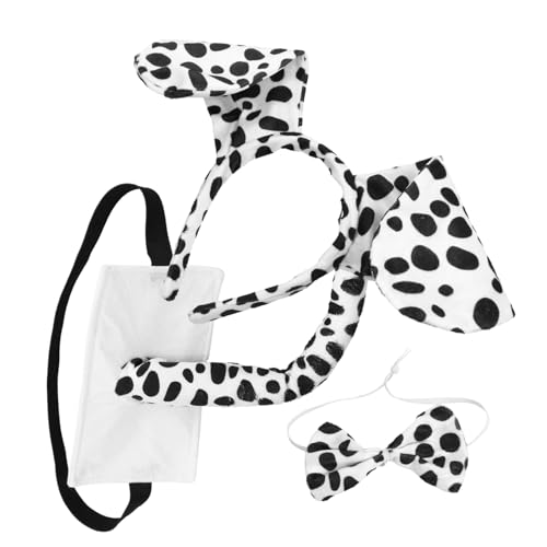 Abaodam Teiliges Dalmatiner Hundekostüm Set aus Plüsch mit Haarreif Ohren und Weiches Bequemes Partyaccessoire für Tier mottopartys und Halloween Feierlichkeiten von Abaodam