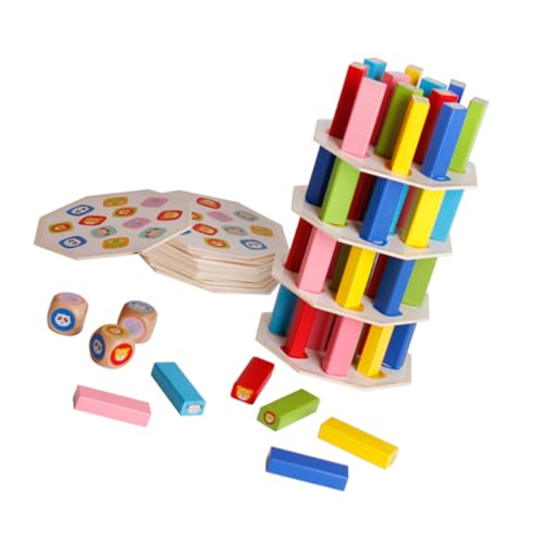 Abaodam Teiliges Holzbausteine Lernspielzeug Bunte Stapelblöcke mit Glatten Kanten Sicheres Pädagogisches für Kleinkinder für Jungen und Mädchen von Abaodam