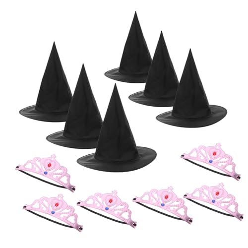 Abaodam Teiliges Prinzessinnen-kronen Hexenhut-set Weiche Rosa Kronen und Schwarze Zauberhüte Kinderkostüm Zubehör für Geburtstagsfeiern Rollenspiel Halloween Partydekoration Abaodam Teiliges Prinzessinnen-kronen Hexenhut-set Weiche Rosa Kronen und Schwarze Zauberhüte Kinderkostüm Zubehör für Geburtstagsfeiern Rollenspiel Halloween Partydekoration von Abaodam