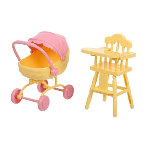 Abaodam Teiliges Puppen mit Realistischem Mini Buggy und Hochstuhl aus Robustem Abs Platzsparend und Detailgetreu für Kreatives Rollenspiel von Kindern von Abaodam