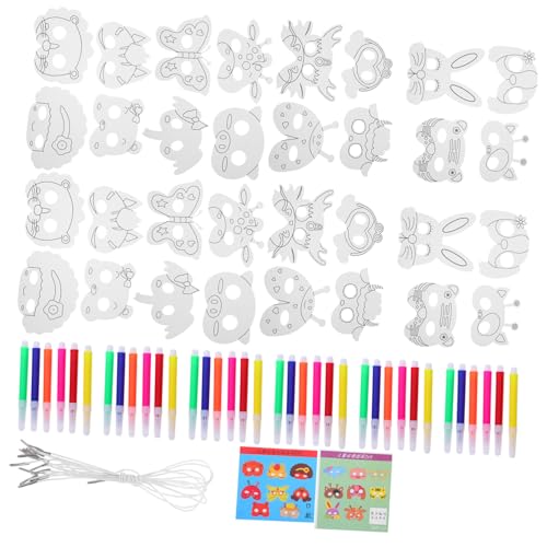 Abaodam Tiermasken zum Bemalen DIY Bastelset mit Aquarellstiften Leichte Papiermasken zum Ausmalen für Mädchen Jungen Karneval Geburtstag Bühnenparty von Abaodam