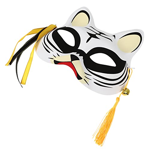 Abaodam Tiger Maske Kostüm Halloween-Hälfte leuchtende Maske handbemalte Masken Halloween-Hirsch halloween masken halloweenmaske Halbgesichtige Tigermaske Cosplay-Maske Plastik Weiß von Abaodam