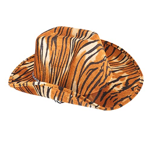 Abaodam Tiger Print Hut für Damen und Herren Verstellbarer Cowgirl Hut für Western Partys Kostümzubehör für Halloween und Karneval von Abaodam