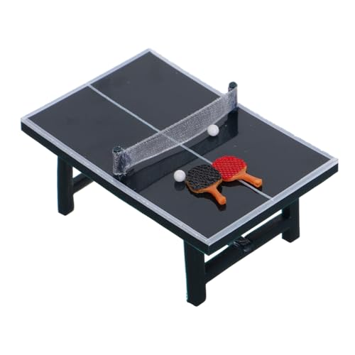 Abaodam Tischtennisplatte Miniatur-Set Mit Schlägern Und Ball Simulationsmöbel Pong-Spielzeug Dekoration Für Puppenhaus Zubehör Für Puppenhaus von Abaodam