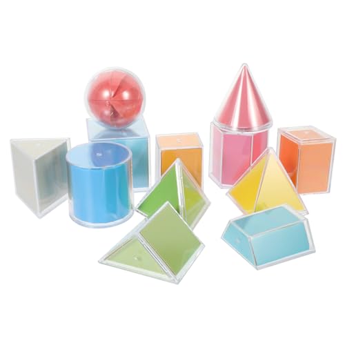 Abaodam Transparente Geometrische Körper aus Teiliges Montessori Bauklötze für Vorschule Abnehmbar und Zusammenbaubar Interaktives Mathematik Lernspielzeug von Abaodam
