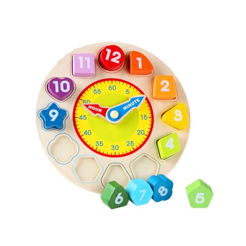 Abaodam Holzuhr Für Kinder Zahlen-Spielzeug-Set Bausteine Lernspielzeug Für Kleinkinder Abaodam Holzuhr Für Kinder Zahlen-Spielzeug-Set Bausteine Lernspielzeug Für Kleinkinder von Abaodam