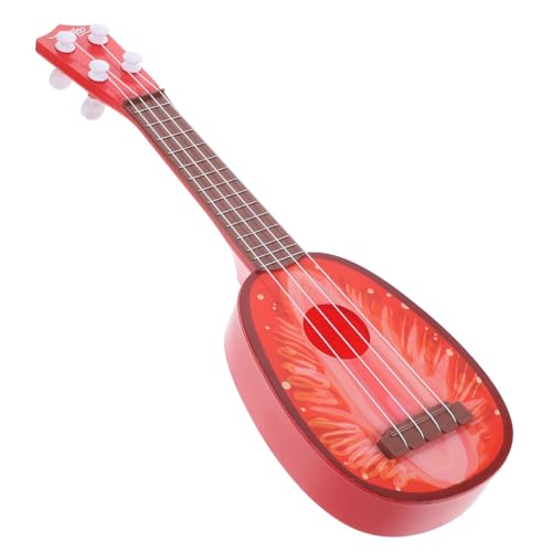 Abaodam Ukulele für Pädagogische Mini Gitarre mit Einstellbaren Saiten Früherziehung Musikinstrument Spielerisches Lernen für Anfänger in Erdbeerfarbe von Abaodam