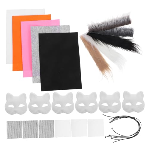 Abaodam Weiße Katzenmaske DIY Set aus Weichem Plüsch mit Klebbarem PVC und Netz für Augen Teiliges Bastelset für Halloween Karneval Maskerade Geeignet für Mädchen und Tierkostüme Abaodam Weiße Katzenmaske DIY Set aus Weichem Plüsch mit Klebbarem PVC und Netz für Augen Teiliges Bastelset für Halloween Karneval Maskerade Geeignet für Mädchen und Tierkostüme von Abaodam