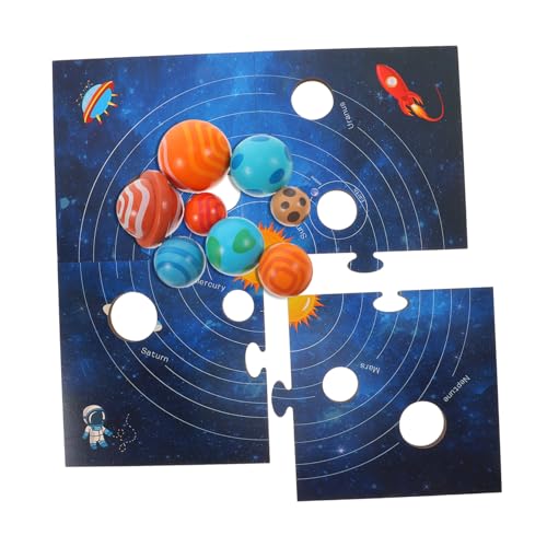 Abaodam Weltraumlernspielzeug Für Kinder Holz Solarsystem Kognitive Spiele Stem -Bildung Und Frühkindliche Entwicklung Mit Lustigen Und Herausfordernden Rätseln von Abaodam