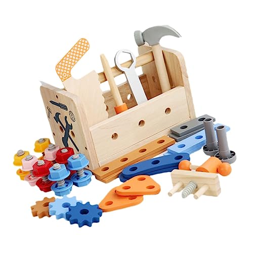 Abaodam Robustes Kinder-werkzeugset Aus Holz Für Jungen Und Mädchen Rollenspiel-Spielzeug Handgeführter Werkzeugkasten Kleinkind-werkzeugset Für Kinder Lernspaß von Abaodam