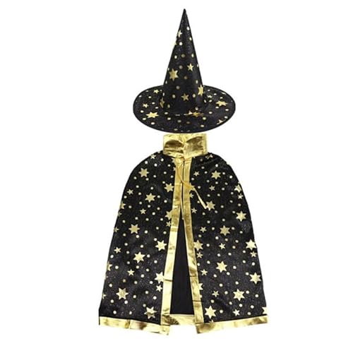 Abaodam Zauberer-Umhang Hexenumhang mit Hut für Kinder, Cosplay, Party, Kostüm, Halloween-Requisiten – Kinder lustiger Hexenstern-Umhang, Kostüm, Sternenmuster von Abaodam
