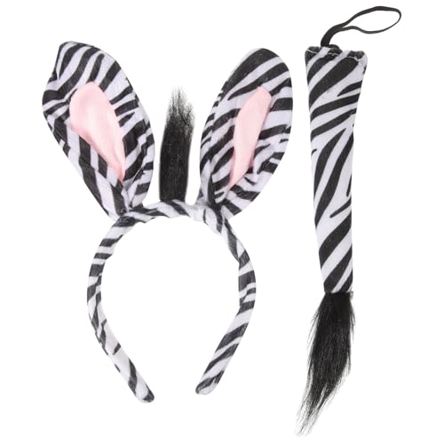 Abaodam Zebra Kostümzubehör Set - Zoo -Tiere Stirnband Ohren & Schwanzkostüm Set Animal Cosplay Kostüm Stirnbänder Für Carnival Cosplay Abaodam Zebra Kostümzubehör Set - Zoo -Tiere Stirnband Ohren & Schwanzkostüm Set Animal Cosplay Kostüm Stirnbänder Für Carnival Cosplay von Abaodam