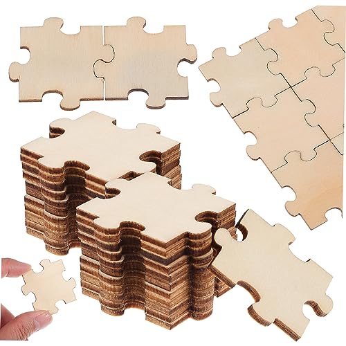 Abaodam Zusammengebaute Bausteine Puzzleteile aus Holz Puzzle-Chips DIY-Puzzleteile Holzpuzzleteile leer zielscheiben Rätsel unfertige Holzpuzzles Puzzles aus Holz hölzern Blöcke Ornamente von Abaodam