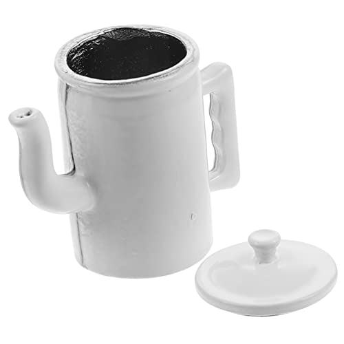 Abaodam puppenhaus wasserkocher Modelle von Kaffeekannen für die Küche Miniatur-Wasserkocher Miniaturmodell Einer Kaffeekanne Mini-Modell Puppenhaus Wassertopf Metall Möbel Legierung Weiß von Abaodam