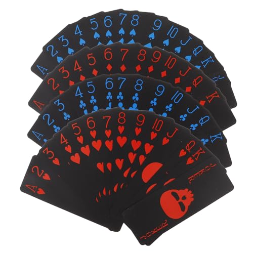 Abaodam wasserdichte Pokerkarten aus Schwarzem PVC Kunststoff Kreative Spielkarten mit Totenkopfdesign für Partys und Familienfeiern Langlebiges Kartendeck für Unzählige Spiele Abaodam wasserdichte Pokerkarten aus Schwarzem PVC Kunststoff Kreative Spielkarten mit Totenkopfdesign für Partys und Familienfeiern Langlebiges Kartendeck für Unzählige Spiele von Abaodam