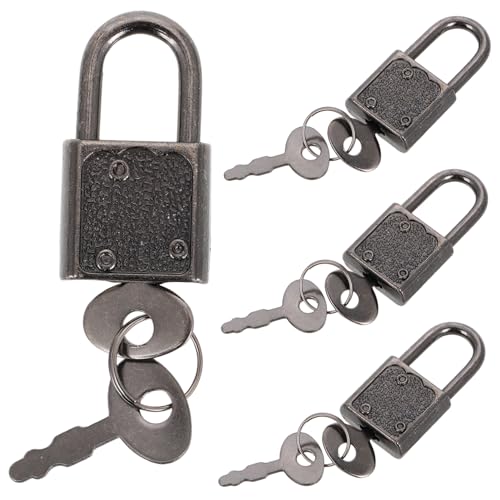 Mini-Vorhängeschloss mit Schlüssel, Vintage-Metall-Vorhängeschloss für Schmuckkästchen, Tagebücher und fantasievolles Piraten-Zubehör, 4 Stück Mini-Vorhängeschloss mit Schlüssel, Vintage-Metall-Vorhängeschloss für Schmuckkästchen, Tagebücher und fantasievolles Piraten-Zubehör, 4 Stück von Abaodam