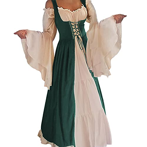 Abaowedding Damen Mittelalter Renaissance Kostüm Cosplay Überkleid Dunkelgrün L/XL von Abaowedding
