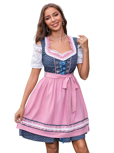 Abaowedding Oktoberfest-Kostüm für Damen, 3-teilig, Dirndlkleider, deutsches Oktoberfest, bayerisches Karnevalskostüm, Halloween-Kleid, Pink 2, L Abaowedding Oktoberfest-Kostüm für Damen, 3-teilig, Dirndlkleider, deutsches Oktoberfest, bayerisches Karnevalskostüm, Halloween-Kleid, Pink 2, L von Abaowedding