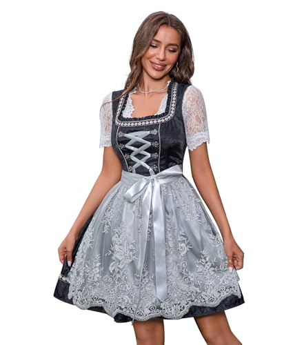 Abaowedding Oktoberfest-Kostüm für Damen, Dirndlkleider, deutsches Oktoberfest, bayerisches Karnevalskostüm, Halloween-Kleid (S, Schwarz) von Abaowedding