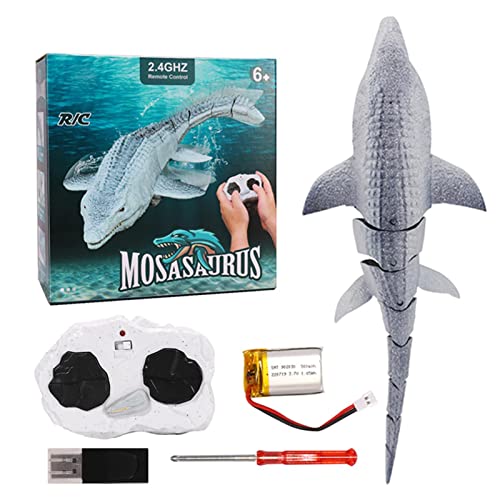 Abbto Dinosaurier Schwimmspielzeug - Dinosaurier mit Fernbedienung für Kinder | RC Mosasaur mit Licht und Sprühwasser, Dinosaurier-Geschenk zu Weihnachten und Geburtstag für Kinder ab 3 Jahren von Abbto