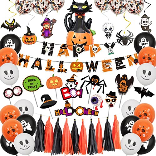 Abbto Halloween-Luftballon-Set | Halloween-Dekorationen, Latexballons für Partys und Foto-Requisiten mit Quaste für Halloween-Partys von Abbto