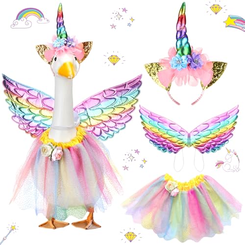 Abbylike Einhorn-Gans-Outfits, niedliches Veranda-Gans-Kostüm für 58,4 cm, Zement-Statue, Einhorn-Stirnband, Tutu-Rock und Flügel für Party, Outdoor, Hof, Rasen, Garten, Terrasse, Dekoration Abbylike Einhorn-Gans-Outfits, niedliches Veranda-Gans-Kostüm für 58,4 cm, Zement-Statue, Einhorn-Stirnband, Tutu-Rock und Flügel für Party, Outdoor, Hof, Rasen, Garten, Terrasse, Dekoration von Abbylike