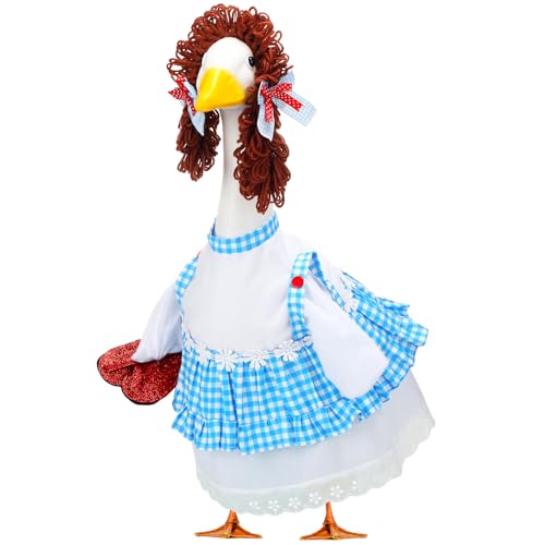 Abbylike Halloween-Kostüm, Gans-Outfits, blau-weißes Gingham-Zaubererkleid, Kostüm, Veranda, Hof, Gans, Outfits, Kleidung, passend für große 58,9 cm große Zement für Garten, Hof, Statue Abbylike Halloween-Kostüm, Gans-Outfits, blau-weißes Gingham-Zaubererkleid, Kostüm, Veranda, Hof, Gans, Outfits, Kleidung, passend für große 58,9 cm große Zement für Garten, Hof, Statue von Abbylike