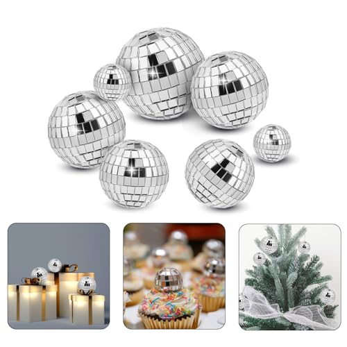7 Stück Disco Spiegel Ball, 2,3/3/4/5 cm Spiegelkugel, Discokugel Kuchen Toppers Silber Discokugel Weihnachtsbaum, Spiegelkugel zum Aufhängen, Disco Ball Dekoration für 70er Jahre Disco Party 7 Stück Disco Spiegel Ball, 2,3/3/4/5 cm Spiegelkugel, Discokugel Kuchen Toppers Silber Discokugel Weihnachtsbaum, Spiegelkugel zum Aufhängen, Disco Ball Dekoration für 70er Jahre Disco Party von Abeillo