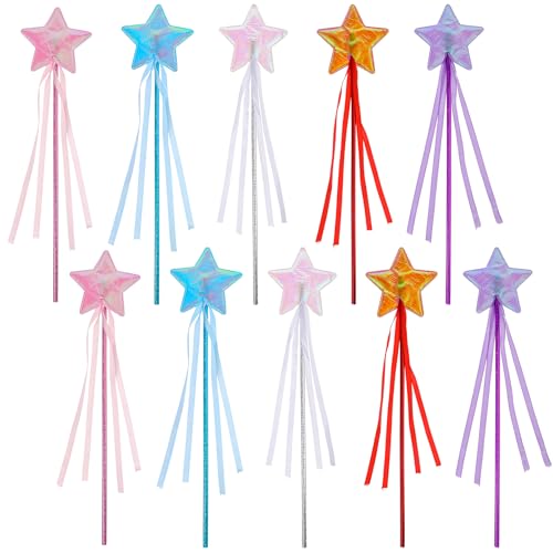 Abeillo 10 Stück Stern Glitzer Zauberstab für Mädchen,Prinzessin Zauberstab Glitzer Sternform Zauberstab,Fee Magic Wand für Kinder, Weihnachten Halloween Geburtstagsfeier Dekoration von Abeillo