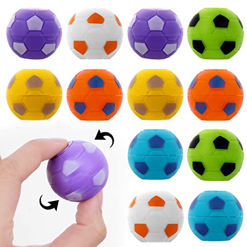 Abeillo 12 Stück Stressball Fingerspitzen Spielzeug 3,5 cm Mini Fußball Spinner Stress Sportball Relief Toys, Drehbare Stressbälle Spiel, Sensorisches Spinnendes Spielzeug für Kinder und Erwachsene von Abeillo