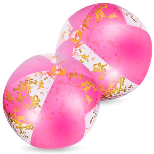 2 Stück Aufblasbare Wasserball,Glitter Wasserball,Bunt Aufblasbare Strandball,Glitter Beach Balls mit Konfetti,Schwimmball für Sommer Beach Pool Party 2 Stück Aufblasbare Wasserball,Glitter Wasserball,Bunt Aufblasbare Strandball,Glitter Beach Balls mit Konfetti,Schwimmball für Sommer Beach Pool Party von Abeillo