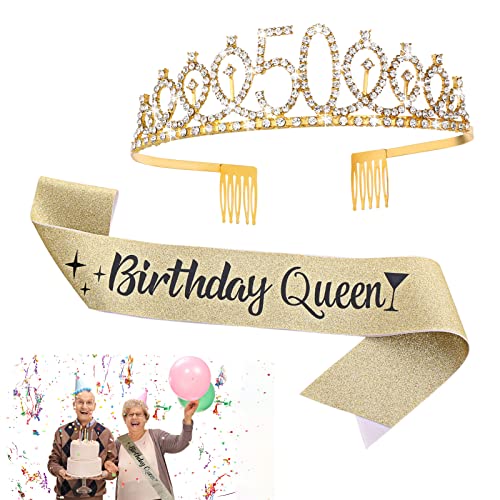 Abeillo 50. Geburtstag Krone und Schärpe, 50. Geburtstag Tiara Birthday Queen Schärpe, 50 Geburtstag Deko für 50. Geburtstag Frauen Geschenk Abeillo 50. Geburtstag Krone und Schärpe, 50. Geburtstag Tiara Birthday Queen Schärpe, 50 Geburtstag Deko für 50. Geburtstag Frauen Geschenk von Abeillo