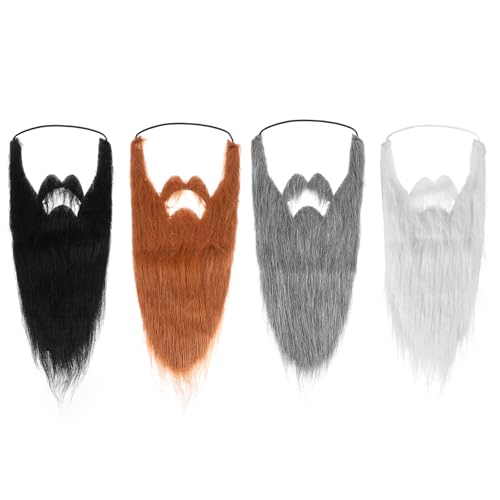 Abeillo Künstliche Bärte, Schnurrbart, Schnurrbart, lustiges Gesichtshaarzubehör für Kostüm, Halloween, Partyzubehör (schwarz, orange, weiß, grau), 4 Stück von Abeillo