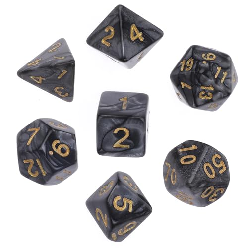 Polyedrische Würfel Set, Abeillo 7 Stück DND Dice, DND Würfel Set für Dungeon und Dragons, Spielwürfel RPG Rollenspiele Tischspiele D&D D20 D12 D10 D8 D6 D4 (Schwarz) von Abeillo