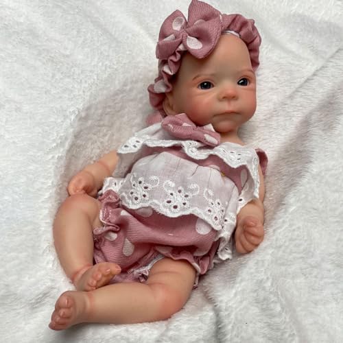 11 Zoll Reborn Baby Vollsilikon Puppen Die Wie Echte Neugeborene Aussehen Reborn Puppen Lebensecht Realistische Puppe Mädchen von Abenduot
