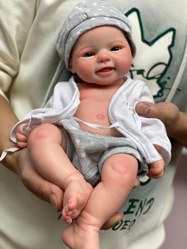 15 Zoll Reborn Baby Puppen Lebensecht Vollsilikon Babypuppen Weicher Körper Handgemachte Neugeborenes Baby Puppe Echte Baby Doll Junge von Abenduot