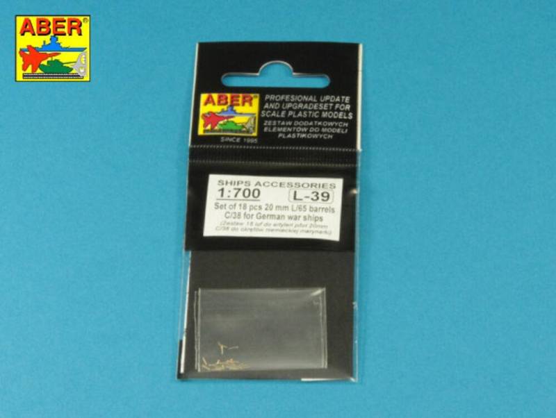 Set of 18 pcs 20 mm L/65 C/38 gun barrels for German war ships von Aber
