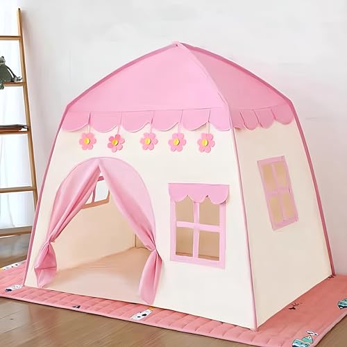 Kinderzelt für Drinnen, Spielzelt Kinder kinderzelt spielzelt mädchen spielhaus Indoor 130 * 100 * 130CM Großes Kinder spielzelt Kinderspielzelt (Rosa) von Abhpjuy