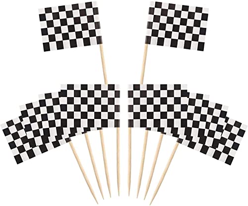 120 Pack karierte Rennflagge Zahnstocher Cupcake Picks Zahnstocher Fahnen Abendessen Flaggen Rennwagen Kuchen Topper Dekorationen Party Lieferungen Autos Cupcake Topper von Abibiocy