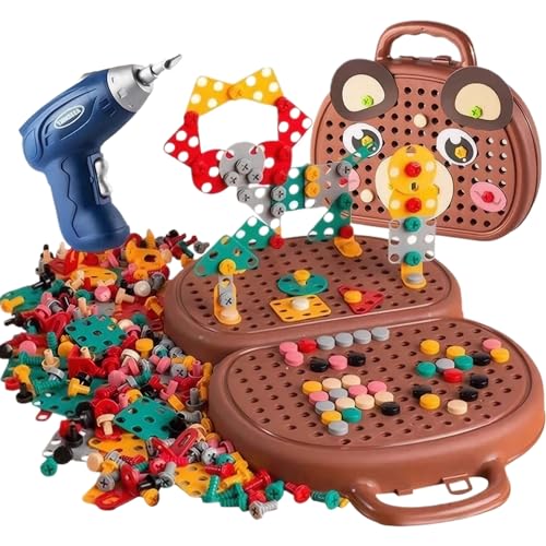 Abibiocy 212pcs Kleinkindbohr- und Schraubspielzeug Bärenkasten Montessori Toys mit Bohrer tragbarer 2D/3D-Kleinkind-Set für Kreativitätssparken und praktisches Lernen Abibiocy 212pcs Kleinkindbohr- und Schraubspielzeug Bärenkasten Montessori Toys mit Bohrer tragbarer 2D/3D-Kleinkind-Set für Kreativitätssparken und praktisches Lernen von Abibiocy