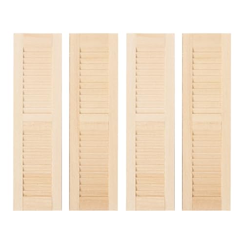 Abibiocy 4PCS Dollhouse Fenster, Holzläden 1/12 Skala Dollhouse Möbel DIY Miniatures Szene unbemalte Mini -Fensterläden für Zubehör von Abibiocy