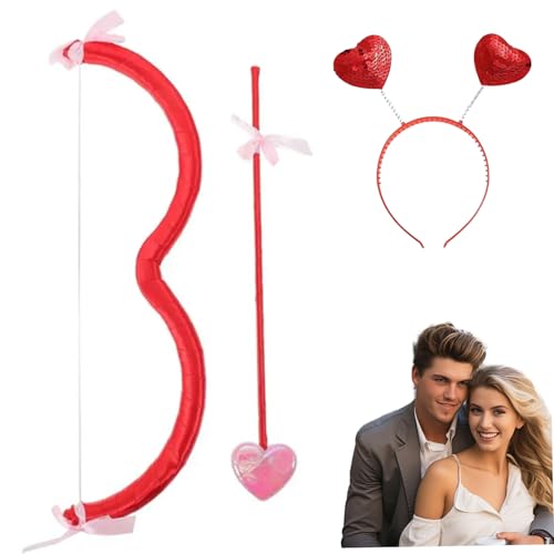 Abibiocy Cupid Bow und Pfeilset umfassen 15 Zoll romantische Cupid Bow & Heart Form Stirnband niedliche Kostümgeschenke für Valentinstag Cosplay -Partyzubehör, Style1Cupid und Pfeil von Abibiocy