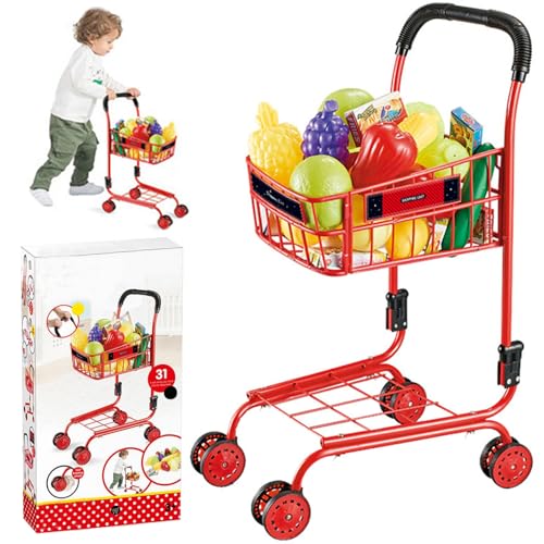 Abibiocy Spielzeugeinkaufswagen mit Essen, Großkapazitätskarten im Einkaufswagen mit Rad und Griff, Plastik für Kinder, pädagogische DIY -Montage Kinder Lebensmittelgeschäft Kleinkind Abibiocy Spielzeugeinkaufswagen mit Essen, Großkapazitätskarten im Einkaufswagen mit Rad und Griff, Plastik für Kinder, pädagogische DIY -Montage Kinder Lebensmittelgeschäft Kleinkind von Abibiocy