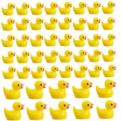 Abibiocy Winzige Enten, 50pcs leuchtende Mini -Plastik Enten, süße gelbe Miniatur, 0, 8 x 0, 6 Mini -Figuren für Puppenhäuser, Garten, Topfpflanzendekoration von Abibiocy
