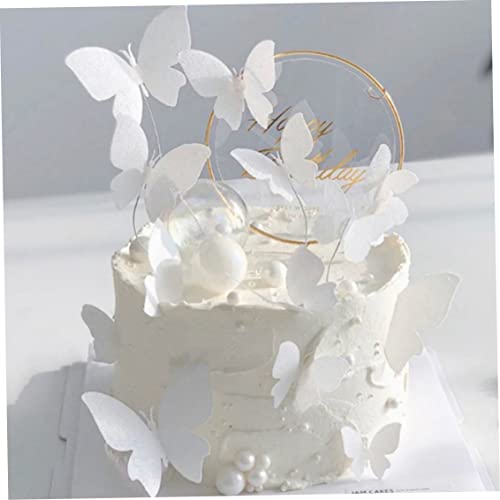 Cake Toper Butterfly Cupcake Topper 3D Schmetterlingskuchen Dekor Hollow für Geburtstagsfeier Versorgung 11pcs Weiße Dekorationen von Abibiocy